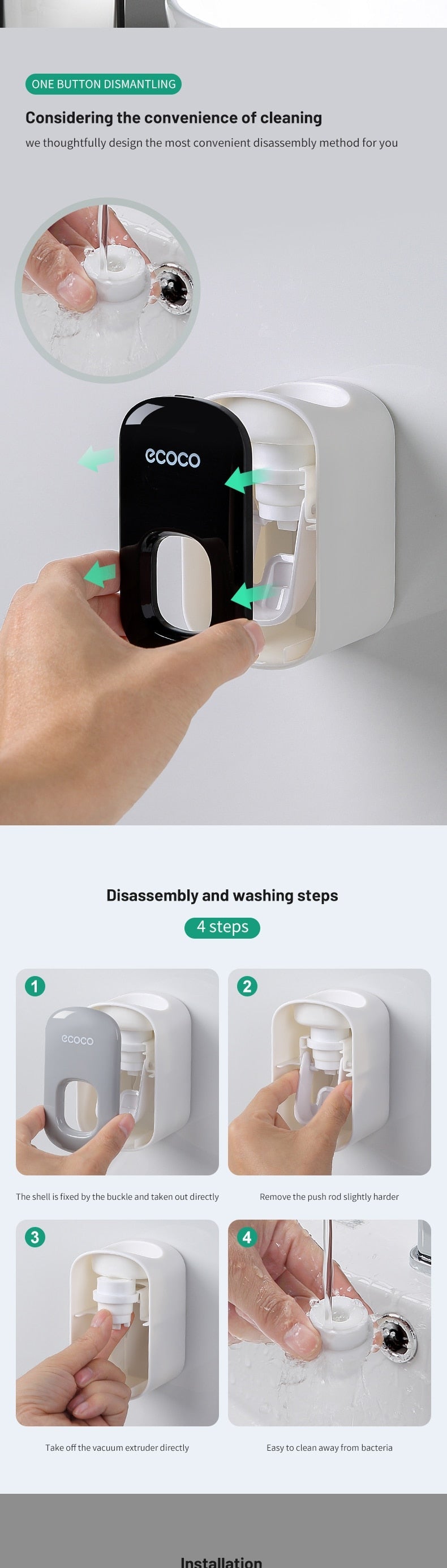 Automatic Toothbrush Holder Dispenser mounted on a bathroom wall