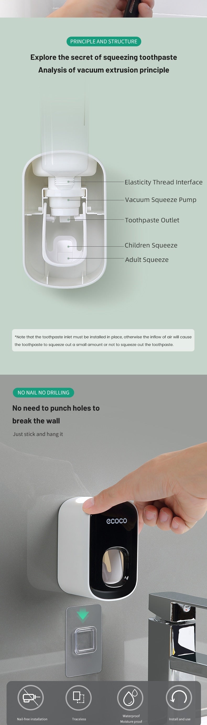 Automatic Toothbrush Holder Dispenser mounted on a bathroom wall