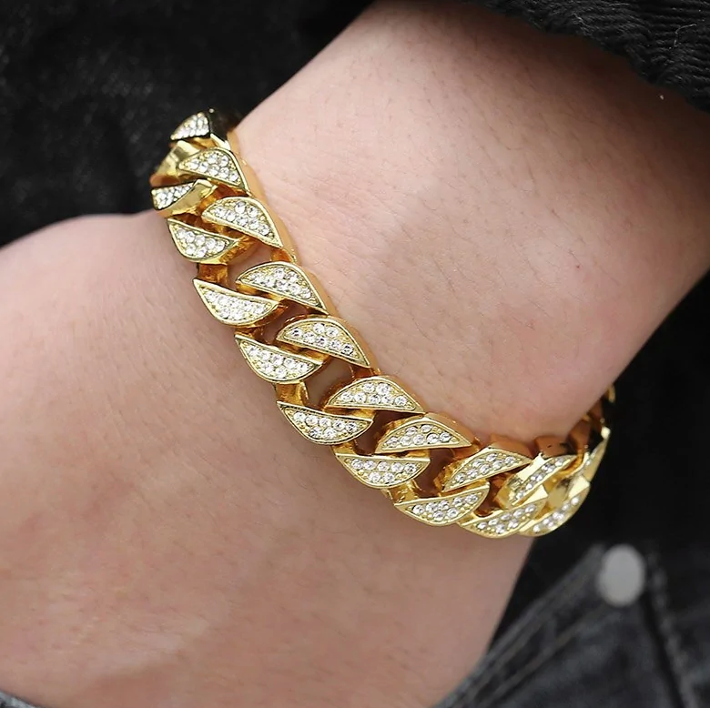 Miami Curb Cuban Chain Bracelet For Men Gold - Luxuries