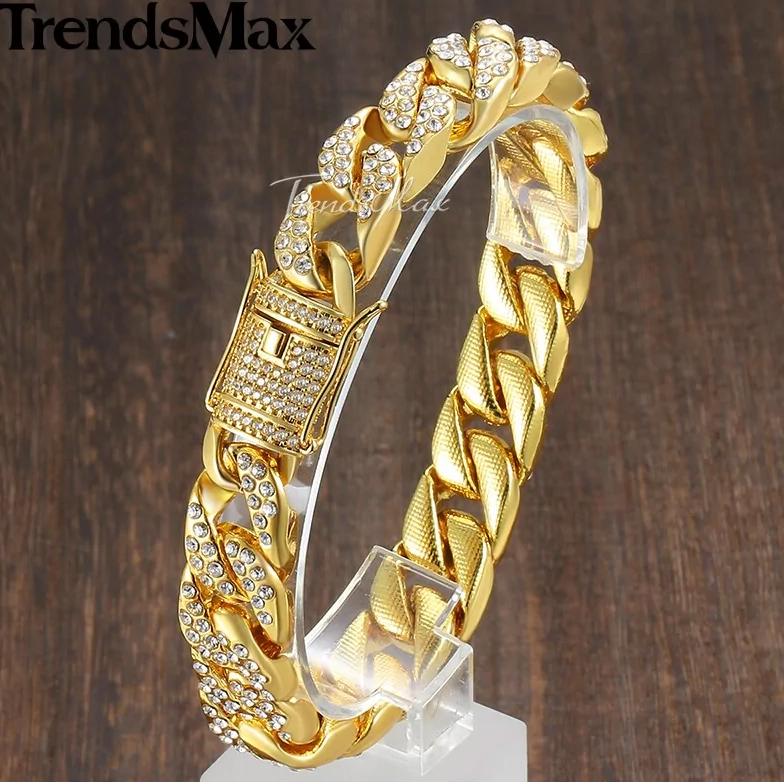 Miami Curb Cuban Chain Bracelet For Men Gold - Luxuries