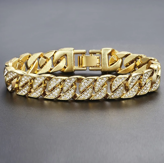 Miami Curb Cuban Chain Bracelet For Men Gold - Luxuries